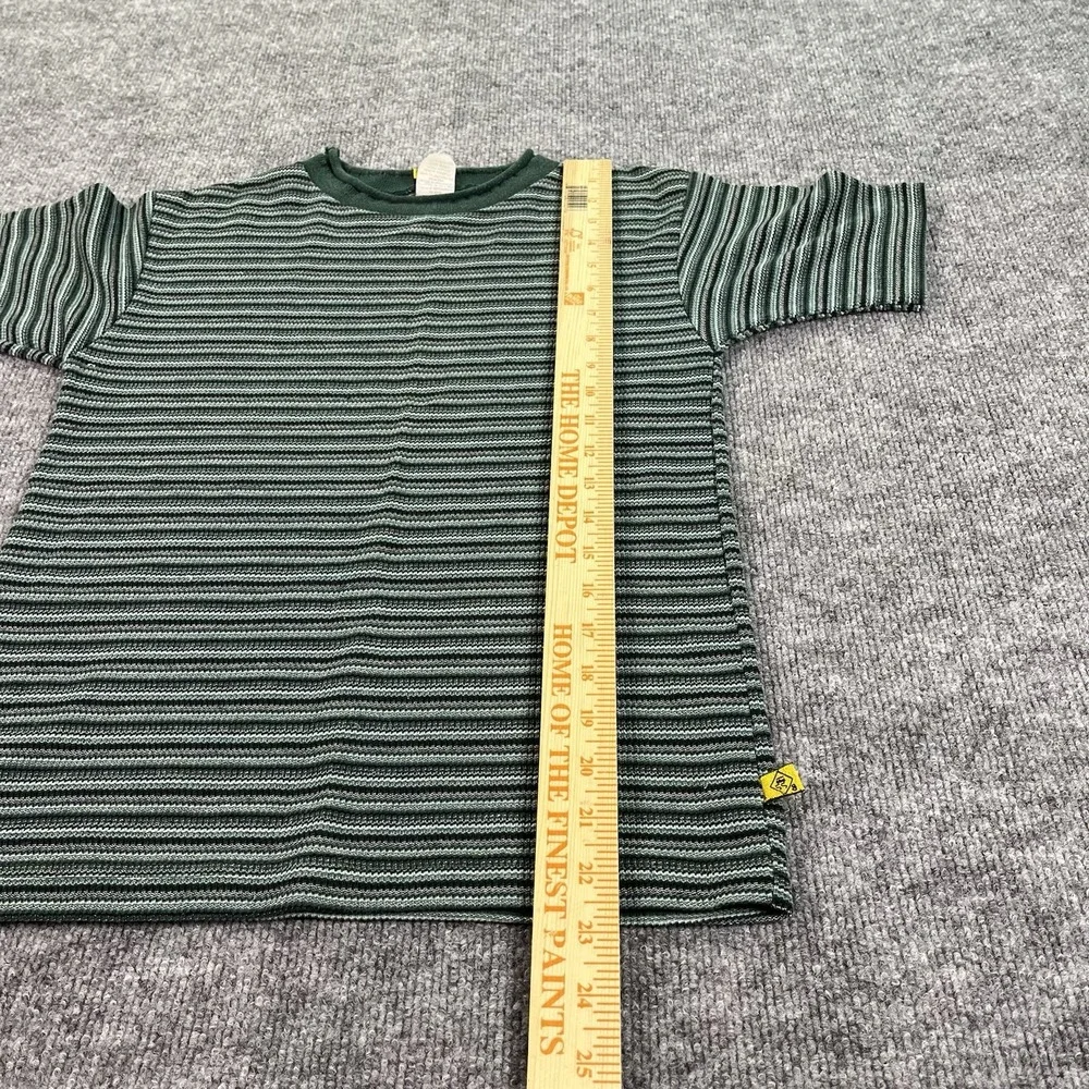 Vintage 90s Skidz T Shirt‎ Youth Medium Green Striped Knit Surfwear Skater USA